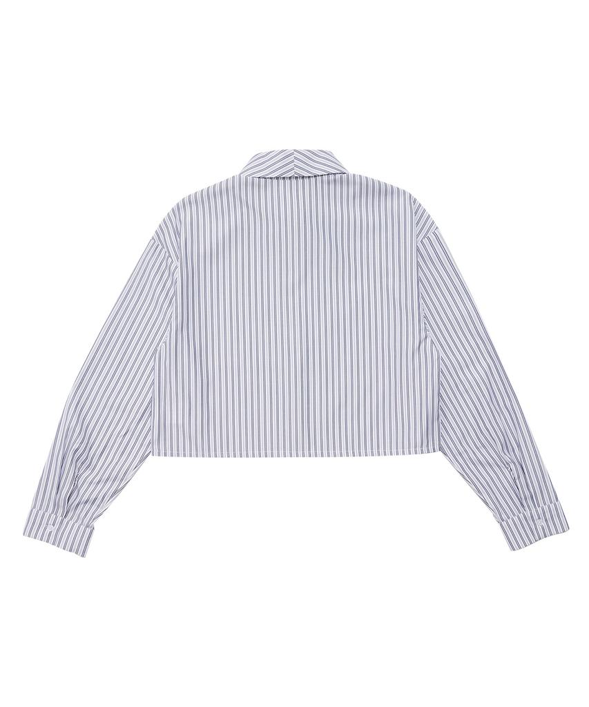 DELICCENT Logo Stripe Crop Shirt [Blue]