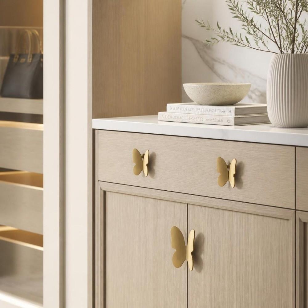 2set Single Hole Cabinet Knobs Brass Wardrobe Handles Luxury Drawer Pulls For Cabinets
