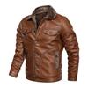 Winter Men's PU Leather Jacket Casual Thick Fur Thermal Leather Coats Men Fur Collar Motorcycle Leather Down Jackets 8XL