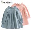 Spring Autumn Korean Style Baby Girls Long Sleeve Dress Cotton And Linen  Loose Princess Dress