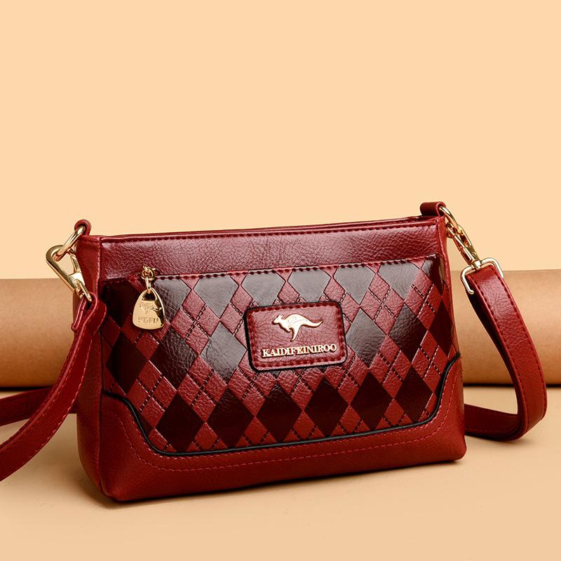 Color-blocking Middle-aged Lady's Small Square Bag, Crossbody Women's Bag, Women's Single-shoulder Bag