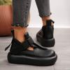 Туфли на толстой подошве с круглым носком, кожаные, в стиле ретро, на плоской платформе, женские, повседневные, римские, ретро, ботильоны до щиколотки, противоскользящие, zapatillas de mujer