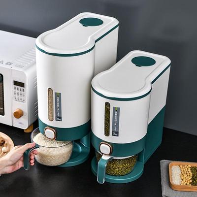 Дозатор для риса 5 кг/10 кг, контейнер для риса, дозатор риса с мерным стаканом, устойчивый к насекомым сухой корм, большой контейнер для хранения риса с хлопьями и крышкой