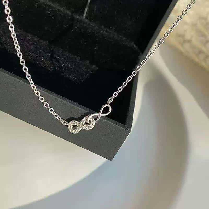 S925 Sterling Silver Infinity Choker Necklace for Women
