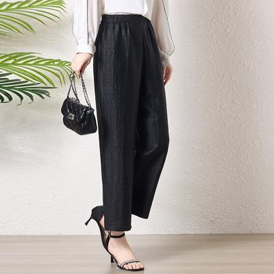 Шелковые брюки с черепаховым узором и ароматом облачной пряжи, женские брюки, шелковые, большого размера, прямые, широкие, с высокой посадкой, одежда для среднего и пожилого возраста, летняя