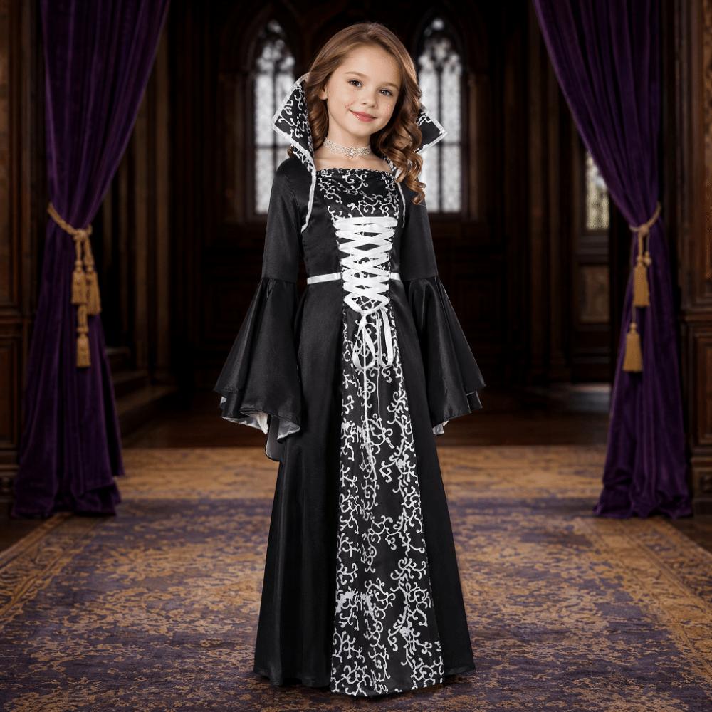 Black Color Halloween Costume Dress Girls Size 4-12Y Cosplay Dress Gown  Cosplay Events