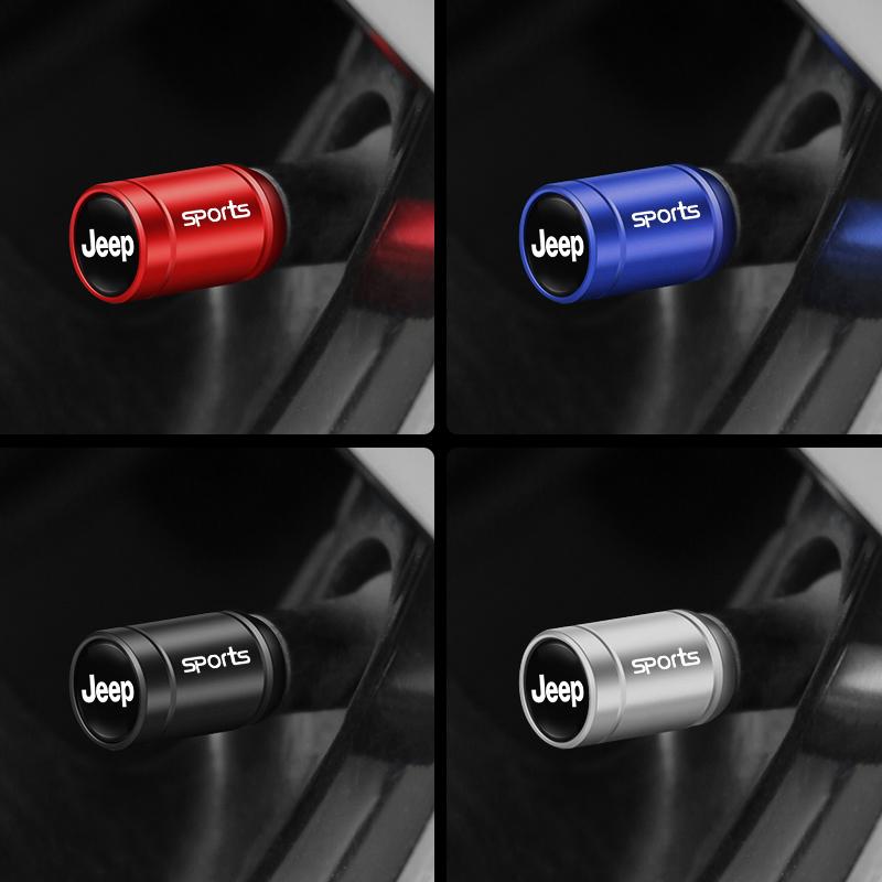4Pcs Car Wheel Tire Valve Caps Metal Waterproof Dust Covers For Jeep Grand Cherokee Wrangler JK Gladiator Compass Renegade Wagon KUBEL1