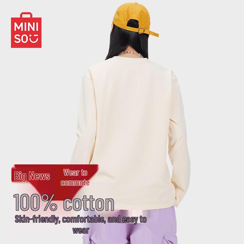 MINISO Мужская футболка с длинным рукавом из тяжелого чистого хлопка