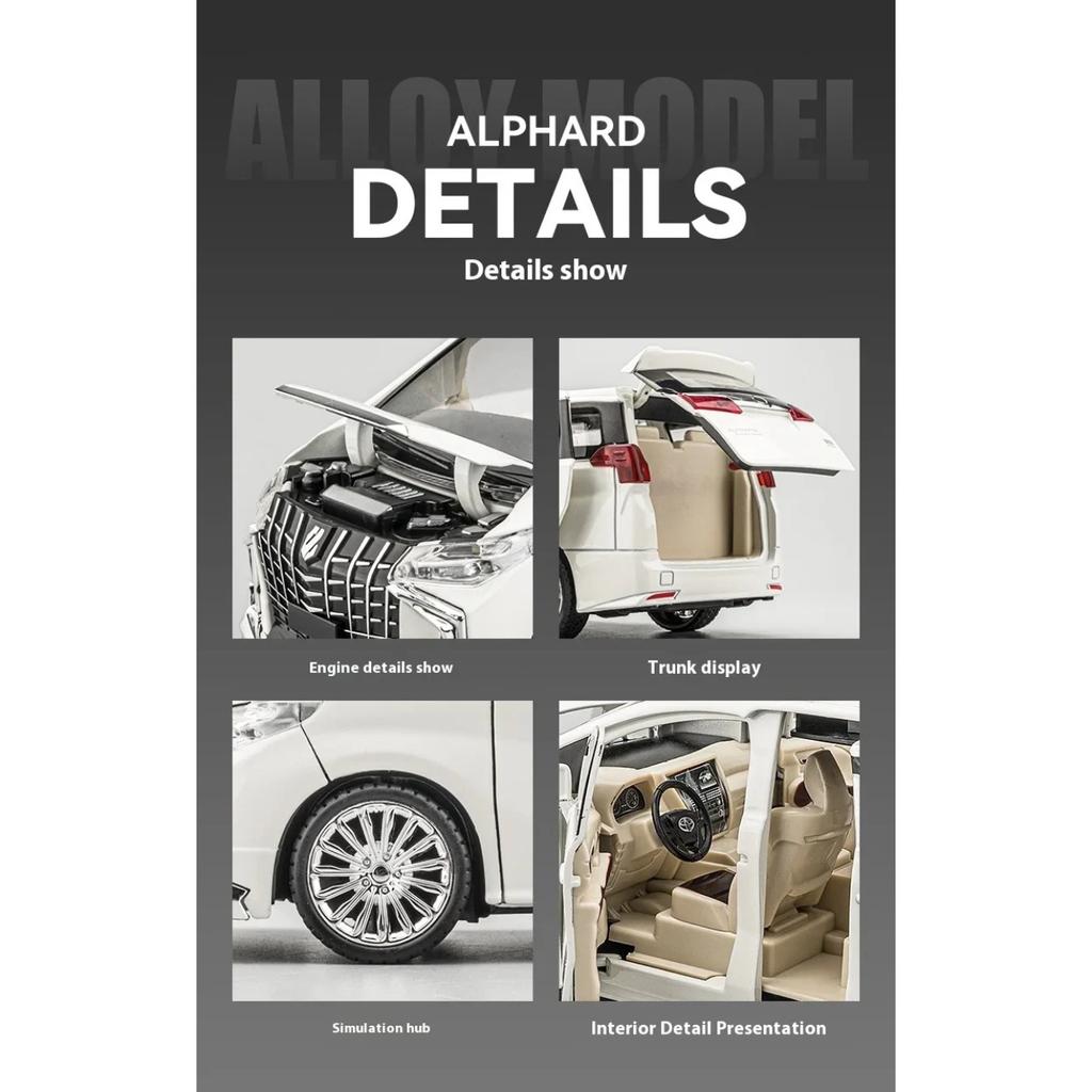 1/24 TOYOTA Alphard Luxury MPV литая модель автомобиля из сплава металла со звуком и светом коллекционирование хобби высокая имитационная модель подарок для мальчика