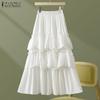 Womens Holiday Loose Casual Ruffles Long Skirts