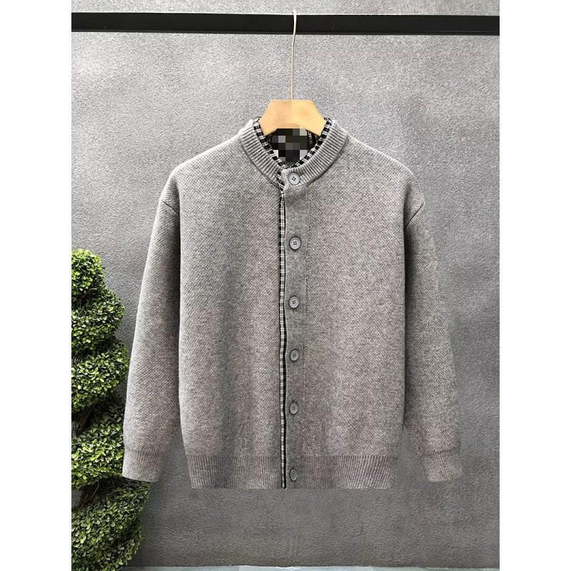 Mens Oversized Knit Cardigan With Plaid Patchwork Design Fall Winter Warm Loose Fit Casual Vintage Style