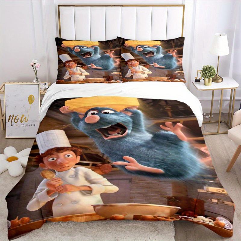 3pcs Ratatouille Movie Poster Quilt Set, Soft and Comfortable Bedroom, Guest Room and Dorm Decor Bedding Set 1 Quilt Cover + 2 Pillowcases.Q
