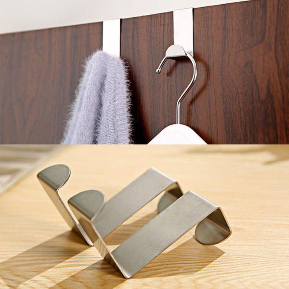 2PCS New Kitchen Tool Cabinet Draw Clothes Hanger Z-shape Door Hook Stainless Steel
