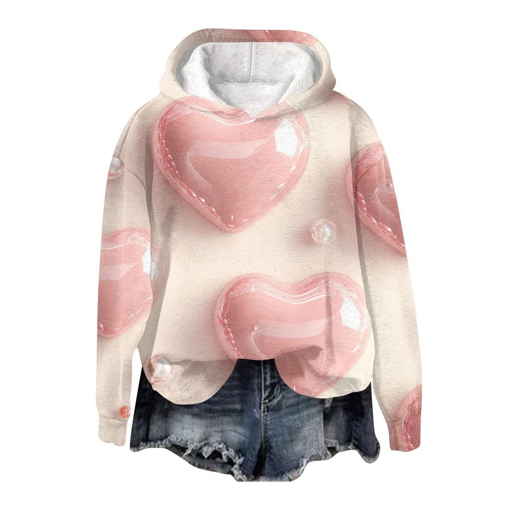 Women's Valentine's Day Printed Plush Warm Casual Jacket Sweater Winter Jacket
