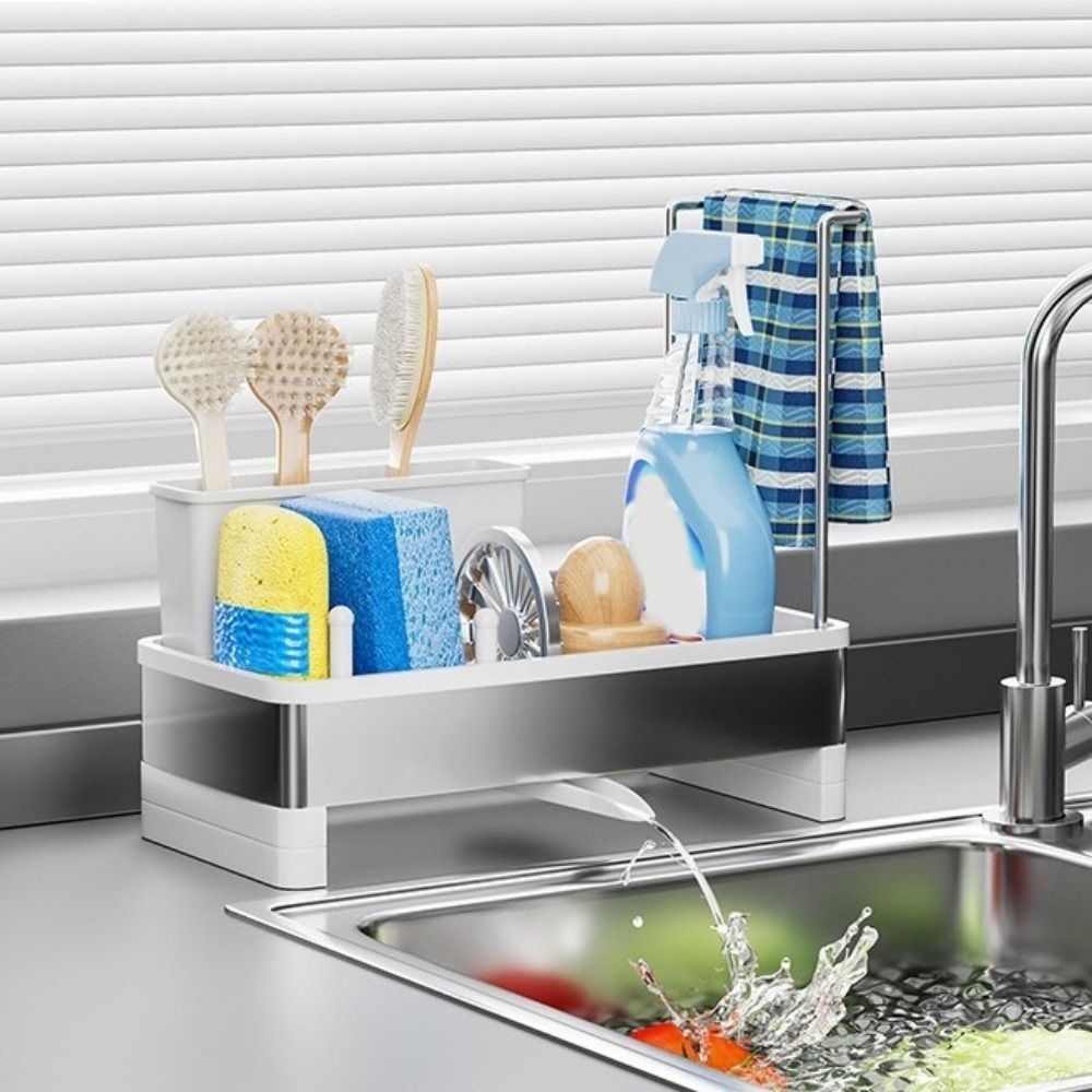 Detachable Sponge Drain Rack Self-draining Sink Shelf Cloth Storage Rack for Kitchen