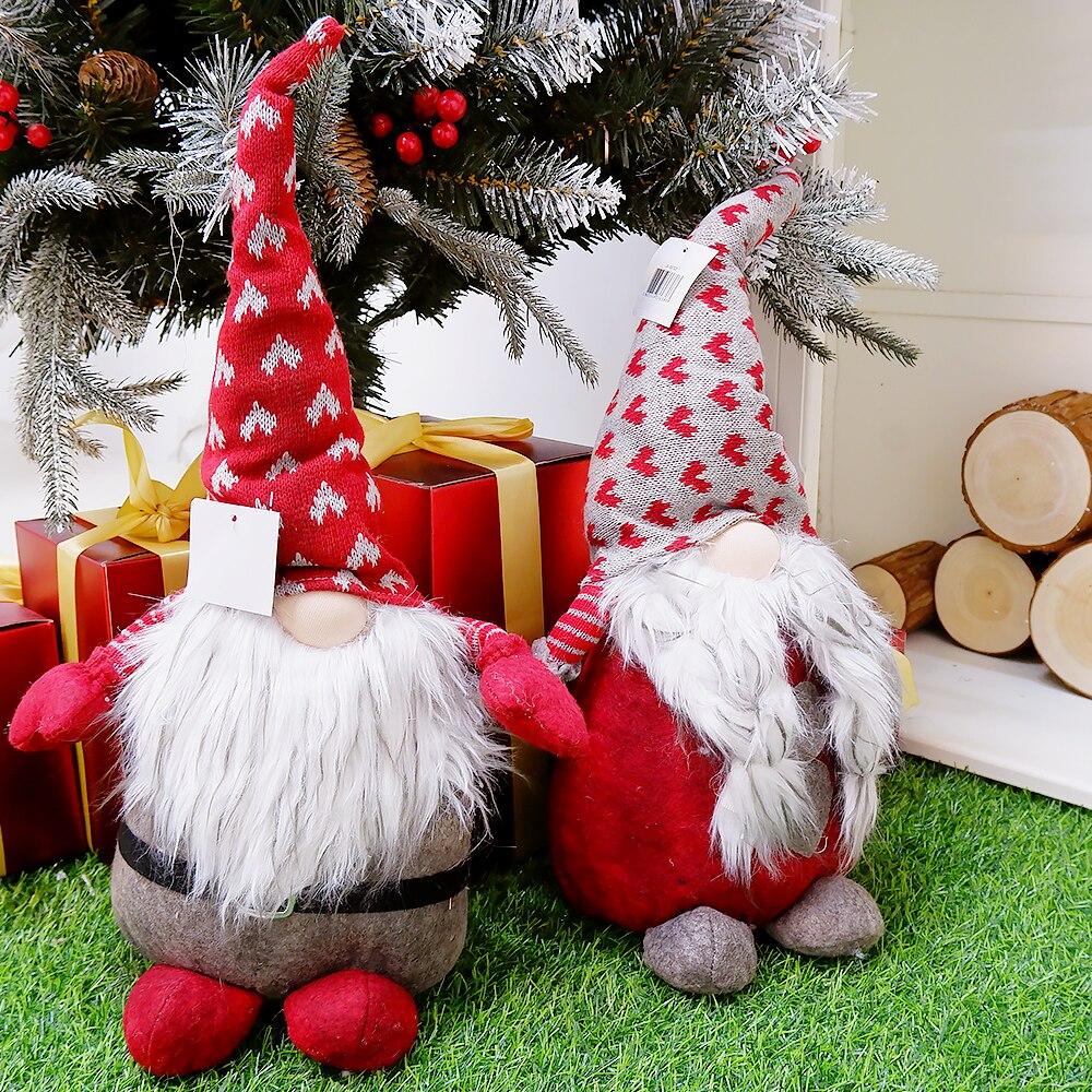 Санта-Снеговик Гном для дома, дома и улицы, украшение, плюшевые рождественские украшения, выдвижная стоячая игрушка, рождественские куклы