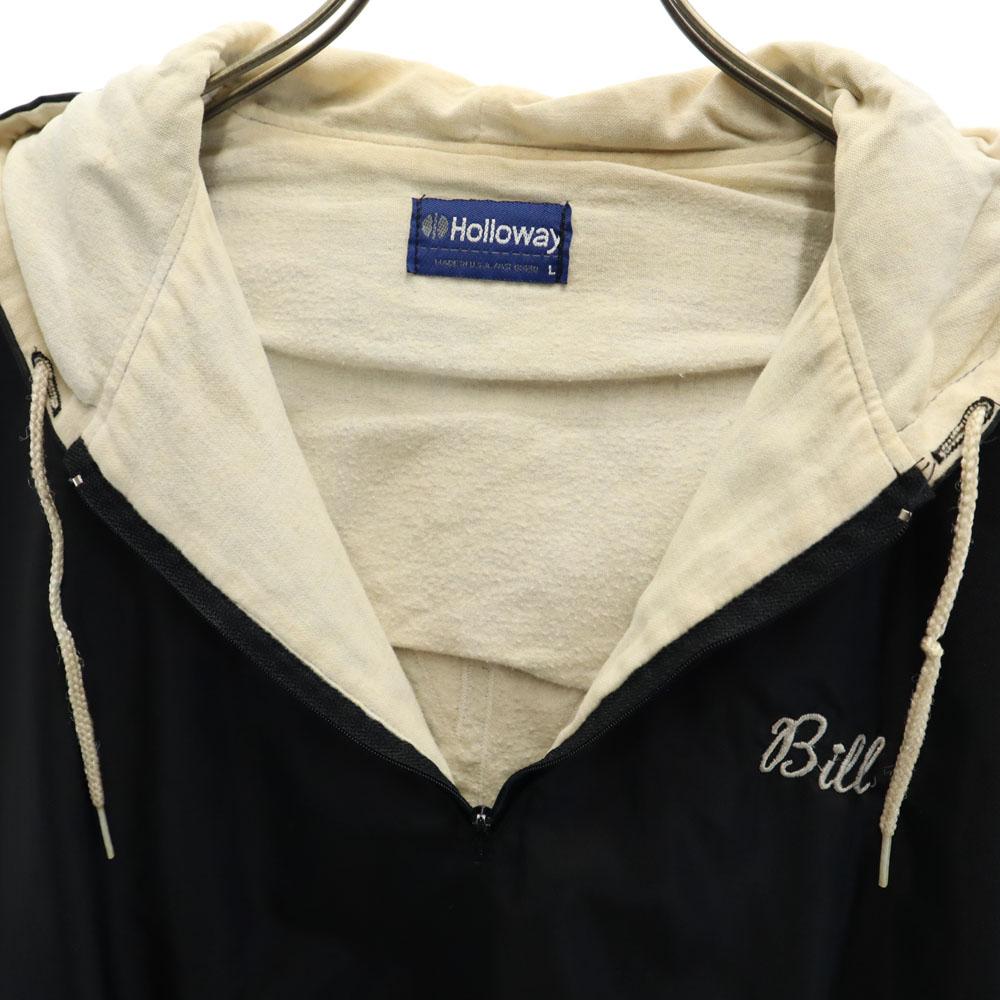 Holloway 70-е 80-е Сделано в США Куртка на молнии до середины L черный пуловер Мужская Б/у