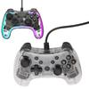 RGB Light Transparent Game Controller, Wired Game Controller for PC, PS3, iOS, OS X, 10/11 Systems, 6-Axis Gyroscope, Turbo Burst, and Wake-Up