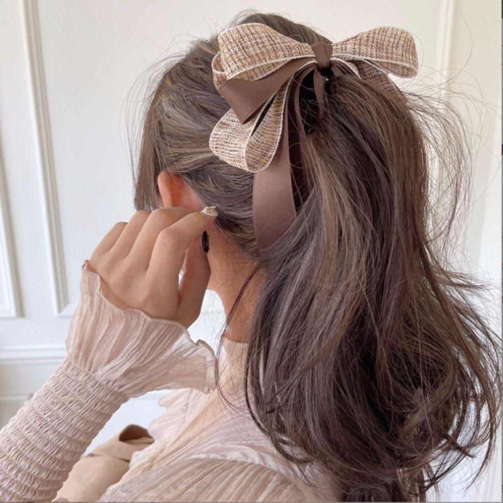 Ponytail Holder Cloth Banana Clip Hairpin Bowknot Hair Clip Cute Bow Vertical Clip Girls