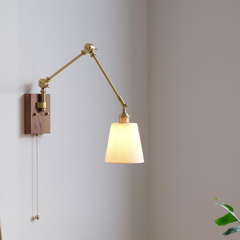 Used Copper French Retro Wabi-Sabi Style Swing Arm Wall Sconce for Bedroom or Living Room.