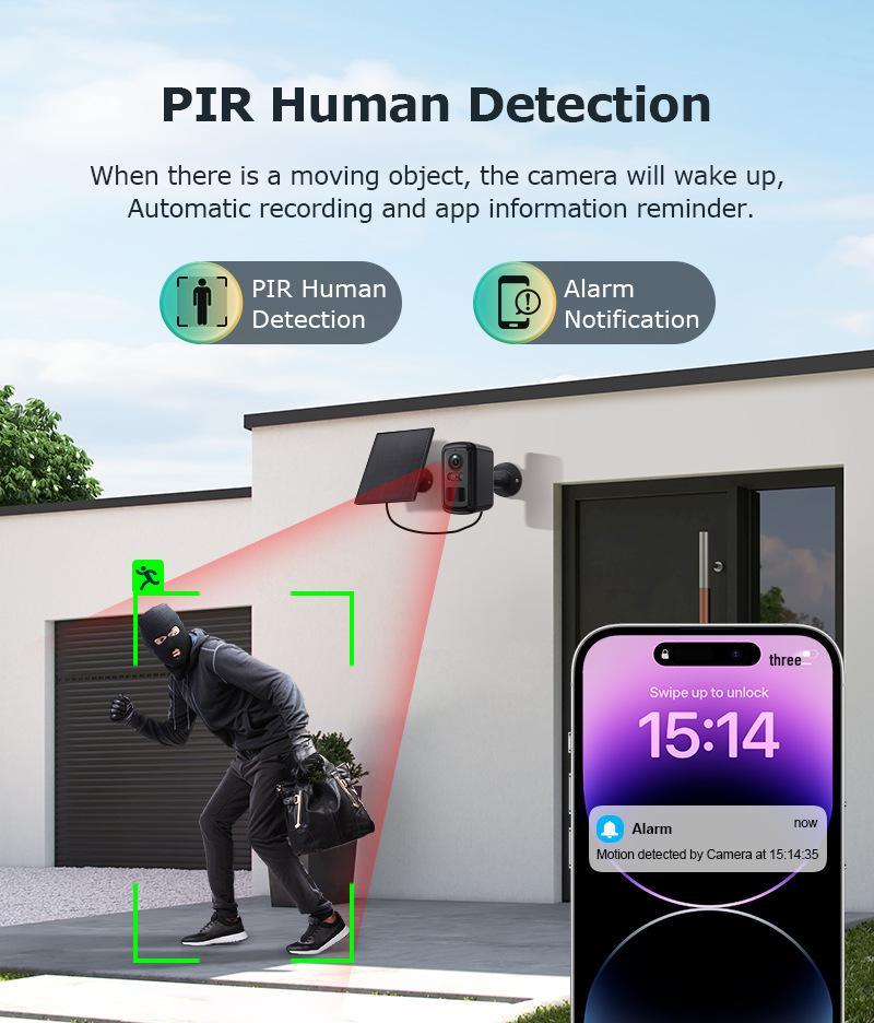 Wireless Low-Power HD Camera with Full-Color Night Vision & Outdoor WiFi Surveillance