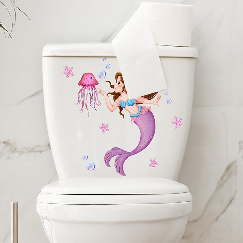 Животные морского дна стикер для туалета самоклеящиеся съемные наклейки на стену в ванной