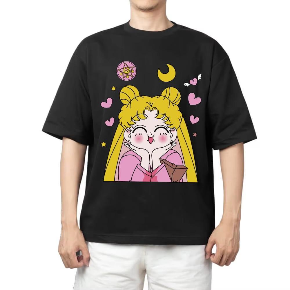 Hot Sale Sailor Moon Anime Graphic T Shirts Men Women Hip Hop Oversized T-shirt Print Crew Neck Short Sleeve Lightweight Casual T Shirt