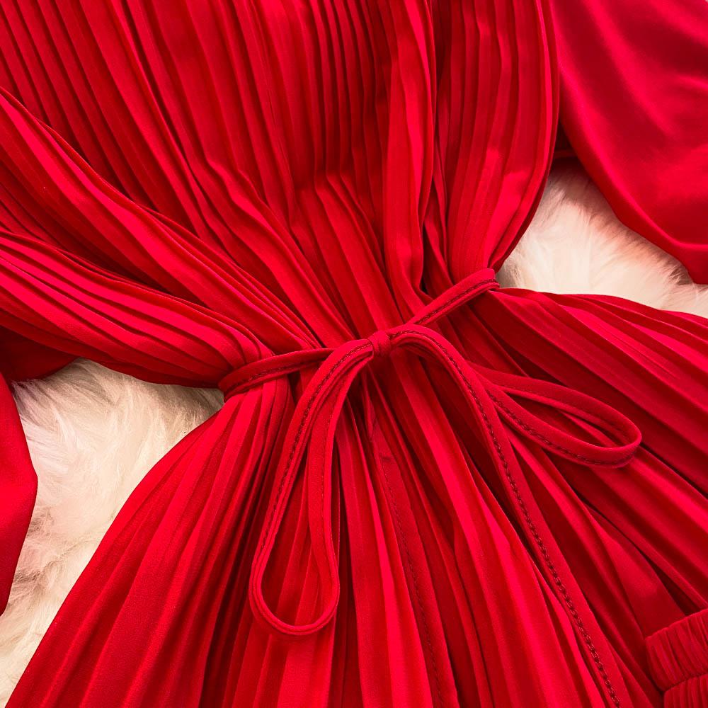 Весна-лето Женский плиссированный комплект из двух предметов Элегантная шифоновая блузка с V-образным вырезом и драпировкой + широкие брюки с высокой талией Костюм из 2 предметов для женщин Новый