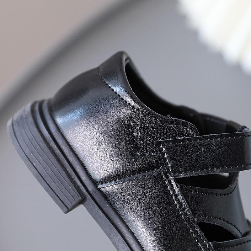 Летние детские сандалии для маленьких девочек, мягкая нескользящая полая дышащая кожаная обувь в стиле ретро, ​​детская пляжная обувь