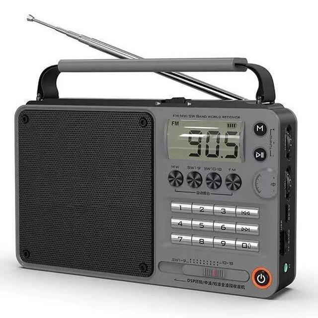 FM/AM/SW Full Band Radio Bluetooth Digital Retro Radio Hifi Portable U-Disk USB/TF/Mp3 Music Player Speaker Bass LED Flashlight