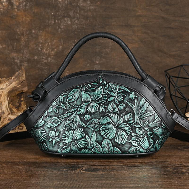 Johnature Женская сумка из натуральной кожи, винтажные сумки ручной работы с тиснением, универсальные сумки на ремне большой вместимости