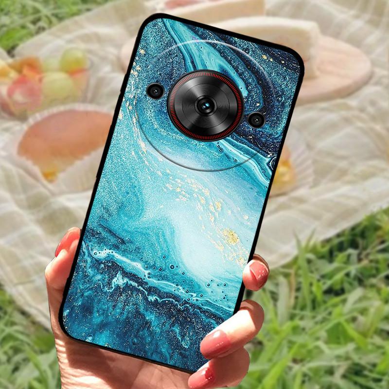 Чехол-бампер для ZTE Nubia Focus 5G, силиконовый, мягкий, с рисунком мрамора, черный, защитный