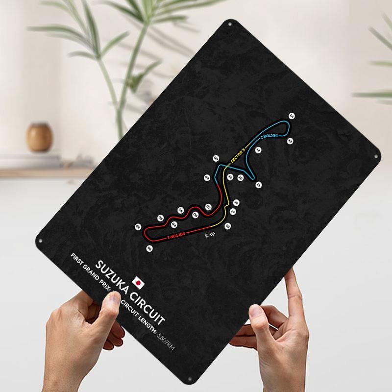 Suzuka Circuit Tinplate Poster Customized Wall Art Vintage Retro Metal Signs for Garage Decoration Room Coffee Bar Accessories