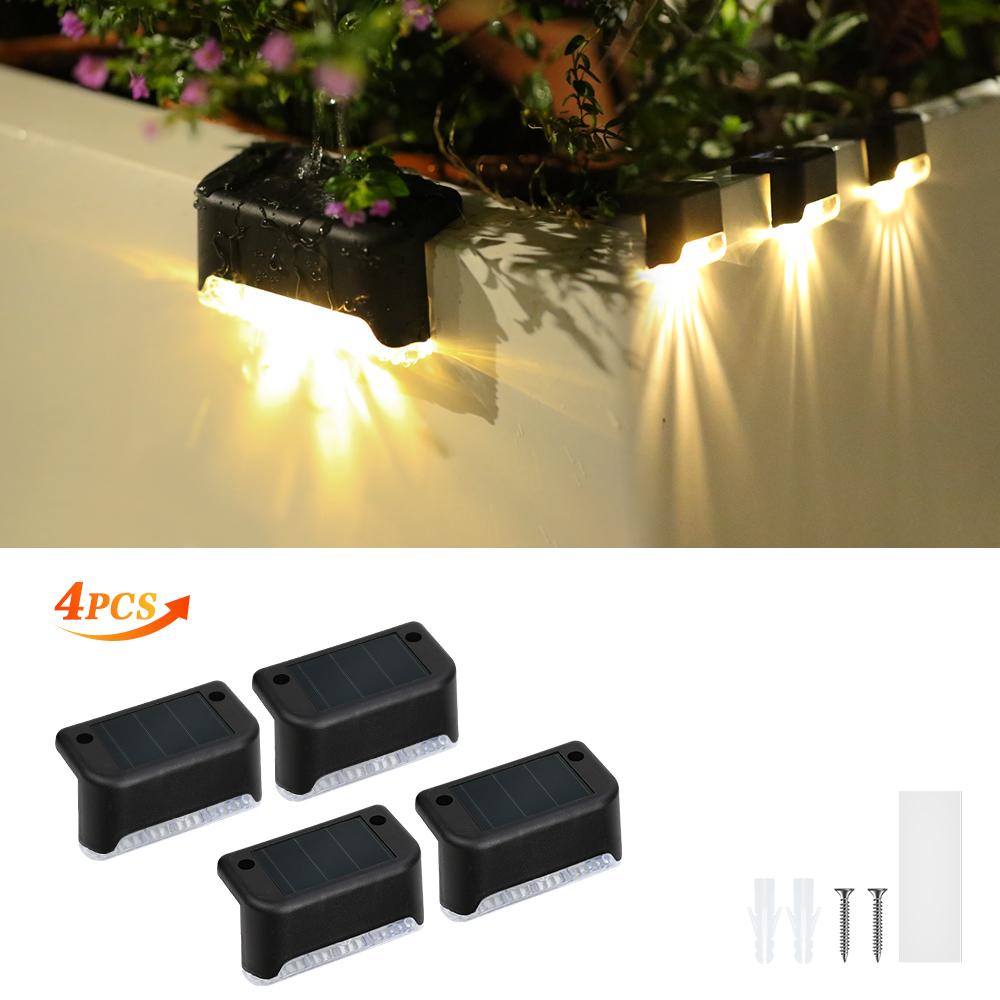 Warm White LED Solar Lamp Stairs Path Stair Outdoor Garden Lights Waterproof Balcony Light Decoration for Patio Stair Fence Light