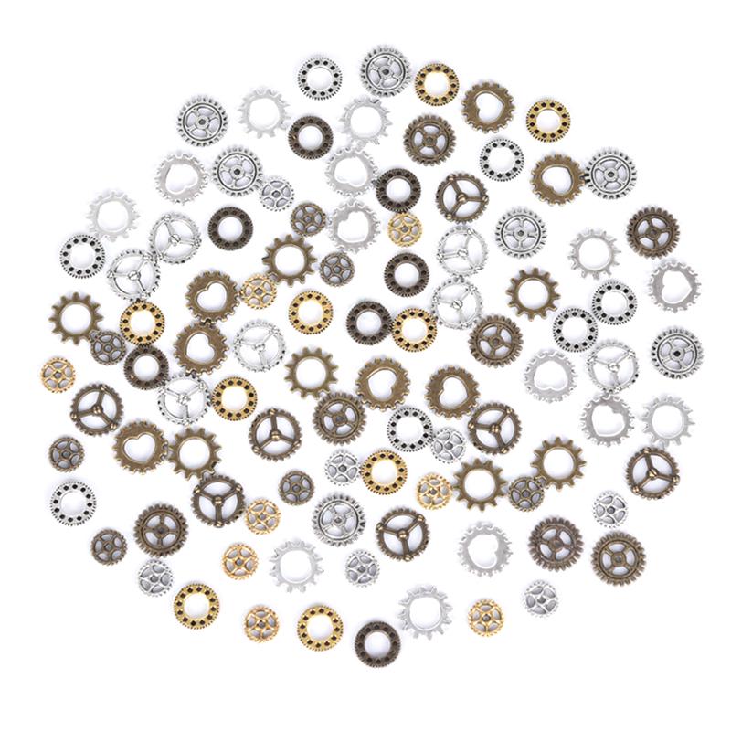 100Pcs Antique Steampunk Mini Wheel Gear Charms Pendant Diy Jewelry Making Craft
