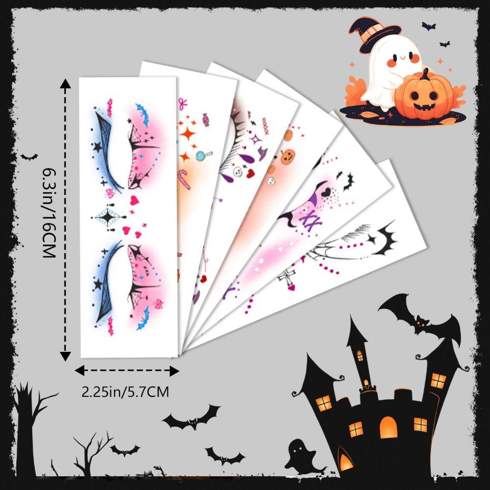 12 шт. Одноразовые Хэллоуин Тату на лицо Водостойкие Долговечные Временные наклейки на щеки Портативные Ужасающие наклейки на лицо летучей мыши для мужчин