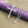 925 Sterling Silver Cross Zircon Pendant Necklace Wedding Fashion Jewelry