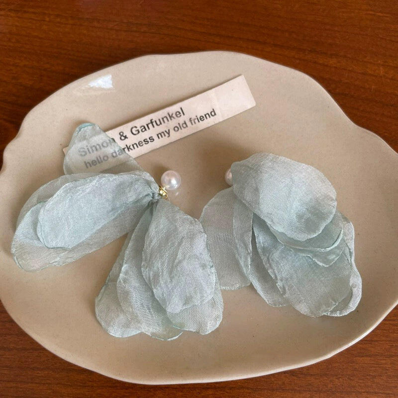 Винтажные серьги с длинной кисточкой в виде цветка для женщин, милые шифоновые серьги-подвески с темпераментом, для вечеринки, свадьбы, пляжа