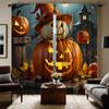 2pcs  HD Halloween Jack-o '-lantern Scarecrow Ghost Maple Leaf Curtain Yellow Tie Digital Printed Curtain Home Decor Style Dec