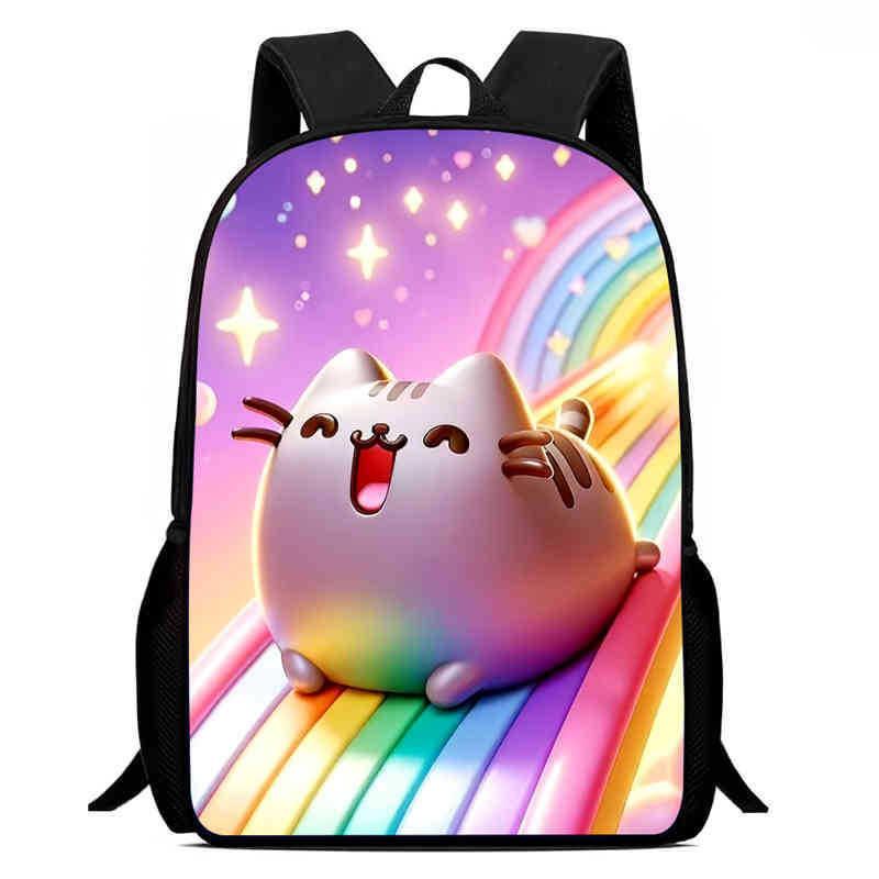 Детский рюкзак Pusheen Cat из ткани Оксфорд, дышащий, прочный, легкий, школьная сумка для учеников начальной школы