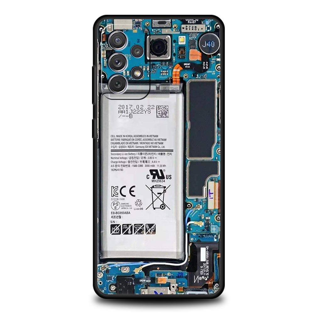 Чехол с рисунком печатной платы для Samsung Galaxy A55 A35 A17 A07 A15 A13 A25 A51 A71 A72 A73 A32 A52 A52S A41 Мягкий ТПУ