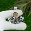 Sterling Silver Oval Natural Grass Garnet Bezel Wife Anniversary Trendy Pendant