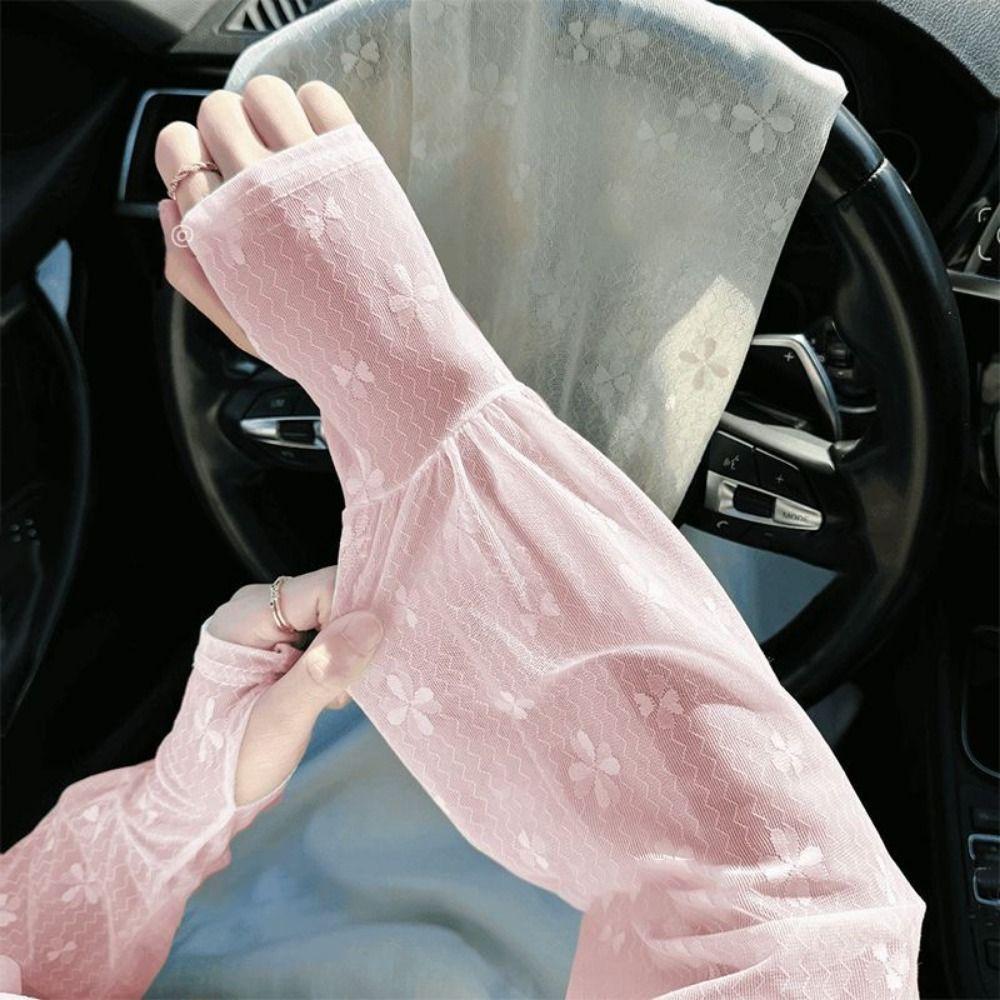 Lace Sunscreen Sleeve Loose Ice Silk Cooling Arm Sleeve Fashion Lace Arm Sleeves  Spring Summer