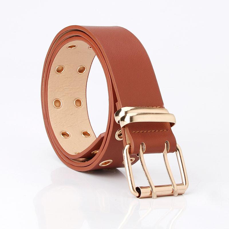 Trendy Pu Designer Belt With Hollow Geometric Details For Female Street Fashion