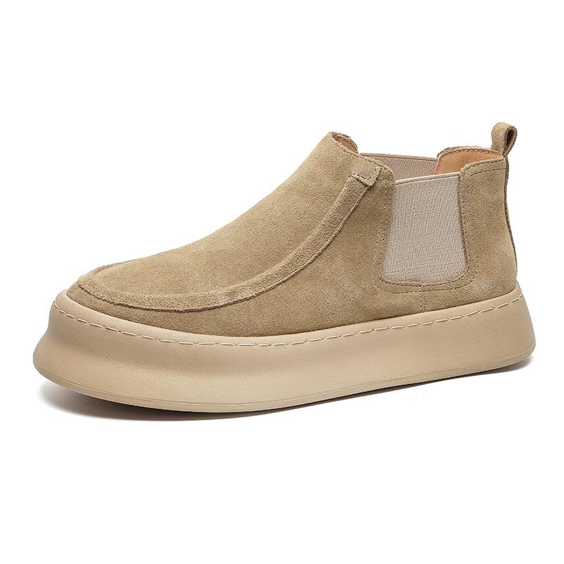 2024 New Men's Thick Baseplate Shoes Casual Fashion Trend Cowhide Sports Shoes Youth Versatile Men's Shoes 1202-J