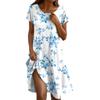 Short Sleeve Boho Dress For Women Casual Loose Fit Summer Sundress Floral Print Dress With Pockets