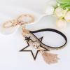 Tassel Pendant Key Ring Holder Rhinestone Crystal Star Keychain Chain Car Key Cover Women Bag Pendant Charms Trinket Gifts