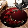 Red Rose Crescent Moon Round Rug Nonslip Area Rug Office Chair Mat Carpet For Living Room Bedroom Home Decor