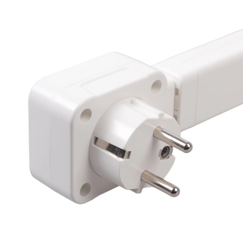 Square Power Socket With Individual Switches And Wide Outlet Spacing For Multiple Devices In Home Office