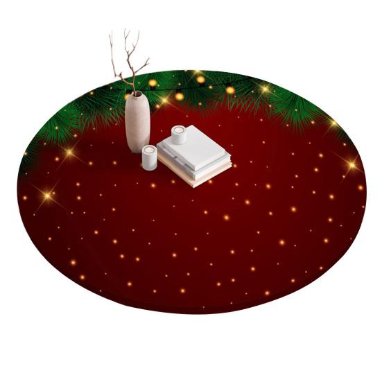 Fitted Christmas Round Tablecloth Holiday Snowflakes Table Cover with Elastic Edge Water-Resistant Christmas Tree Table Cover for Round Tables Dinner
